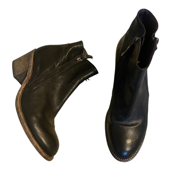 AGL Black Leather Double Zipper Ankle Bootie Sz 37.5 - Picture 1 of 7